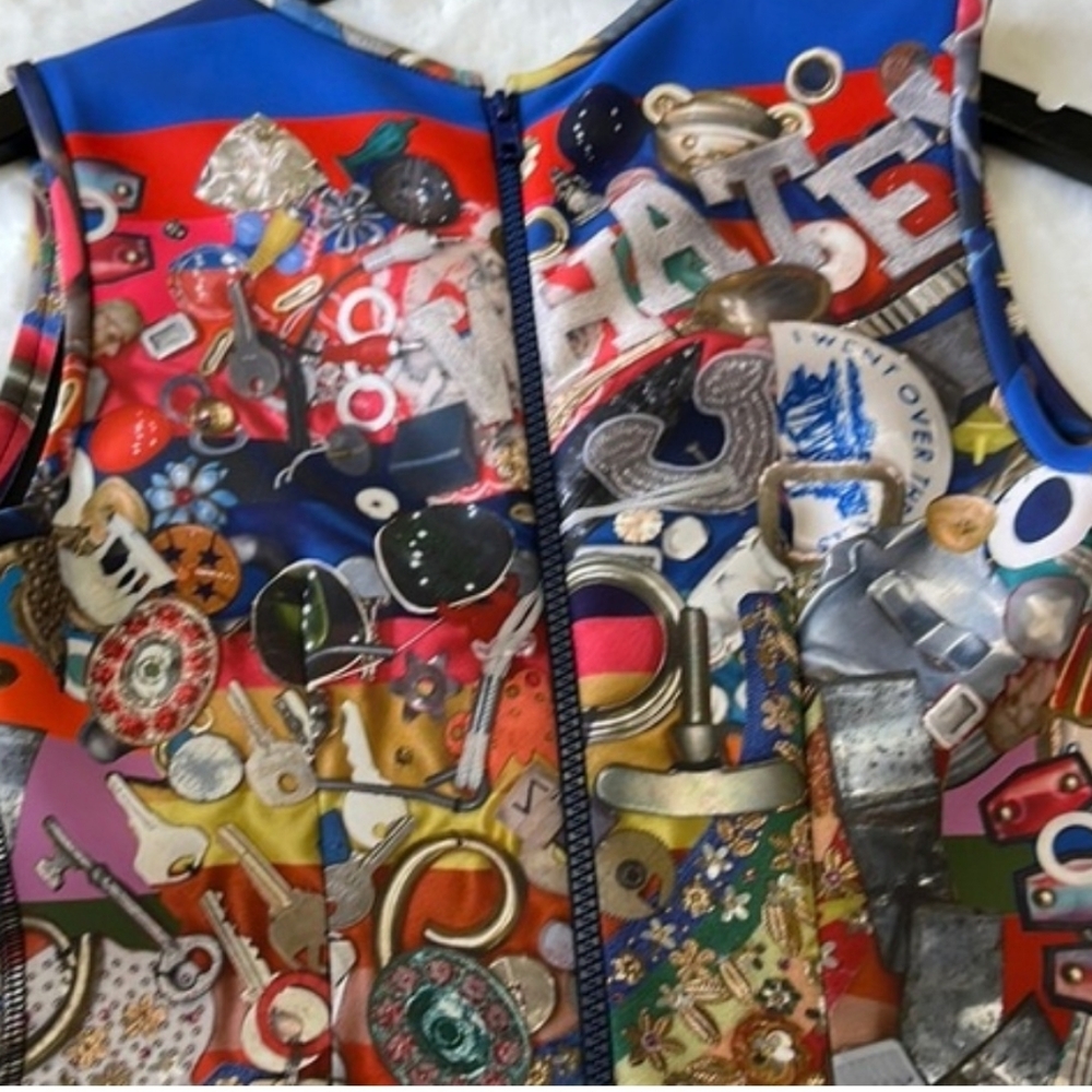 Cynthia Rowley Graphic Collage Sheath Dress with Blue Accents - Picture 5 of 9